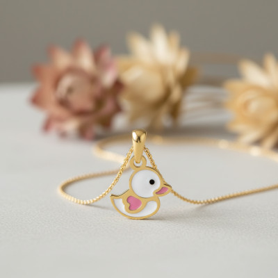 Pendentif Canard, Or jaune et émail - Bambins