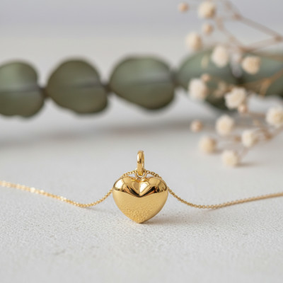 Pendentif coeur bombé, Or jaune 750 - Emanessence