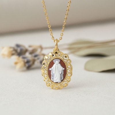 Pendentif Camée Jesus Christ, Argent Doré - Emanessence