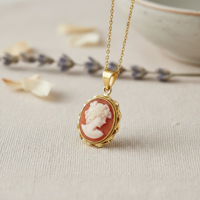 Pendentif Camée Louise, Or jaune 375 - Emanessence