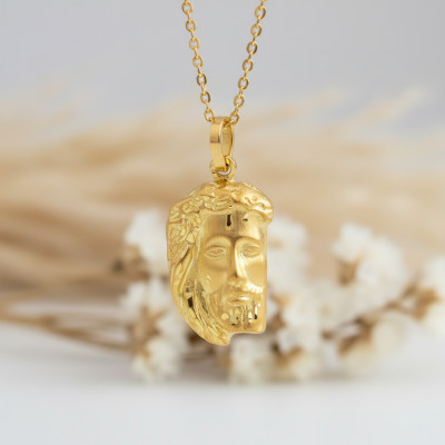 Médaille Le Visage du Christ, Or Jaune 750 - Emanessence