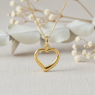 Pendentif grand coeur ajouré, Or jaune - Emanessence
