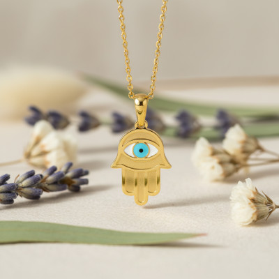 Pendentif Main de Fatima, Or Jaune 750, 13x19 mm - Lumiosa
