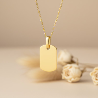 Pendentif plaque gravable , Or jaune - Emanessence