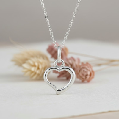 Pendentif mini coeur ajouré, Or blanc, 10x10mm - Emanessence