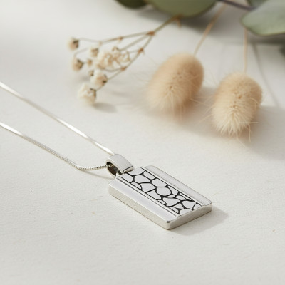 Pendentif Plaque Écailles, Argent - Emanessence