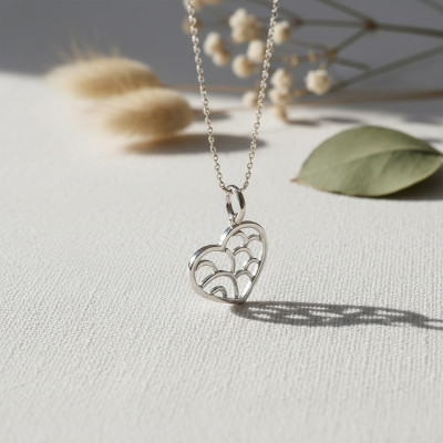 Pendentif Coeur Ajouré, Argent, 15x20mm - Emanessence