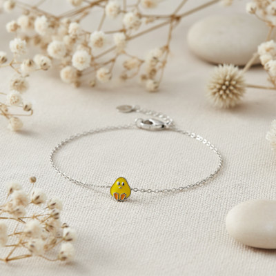 Bracelet Enfant Poussin, Argent 925 & laque, 16cm - Bambins