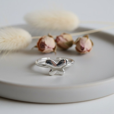 Bague Enfant Papillon, Argent 925, Ajustable - Bambins