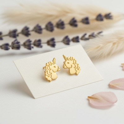 Boucles d'Oreilles Licorne, Or jaune 375 - Bambins