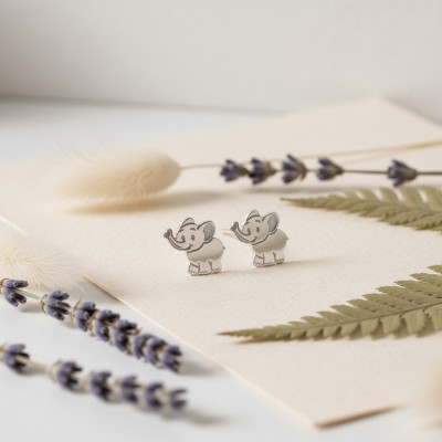 Boucles d'oreilles Eléphant, Or blanc 375 - Bambins