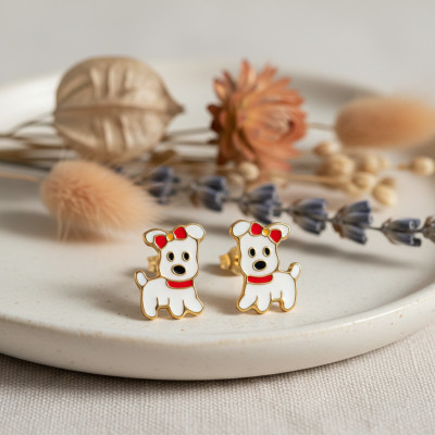 Boucles d'oreilles Chien, Or jaune - Emanessence