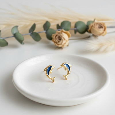 Boucles d'Oreilles Dauphins, Or Jaune 375 - Bambins