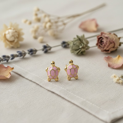 Boucles d'oreilles Tortue, Or jaune - Emanessence