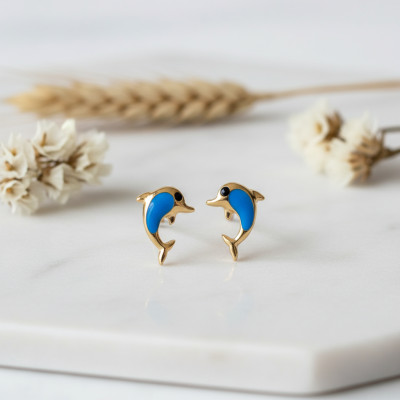 Boucles d'oreilles Dauphins, Or jaune 750 - Emanessence