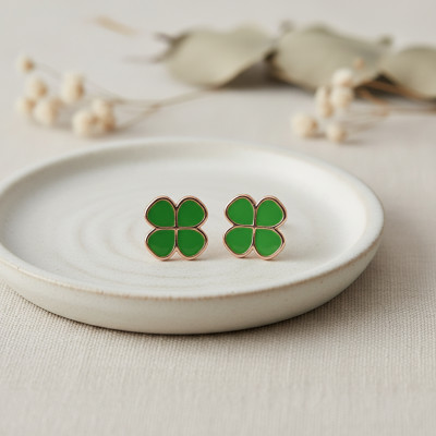 Boucles d'oreilles Trèfles, Plaqué Or Jaune - Bambins