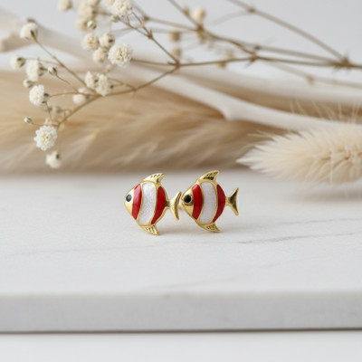 Boucles d'oreilles Poisson, Or jaune - Emanessence