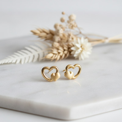 Boucles d'oreilles Coeurs, Or jaune - Emanessence