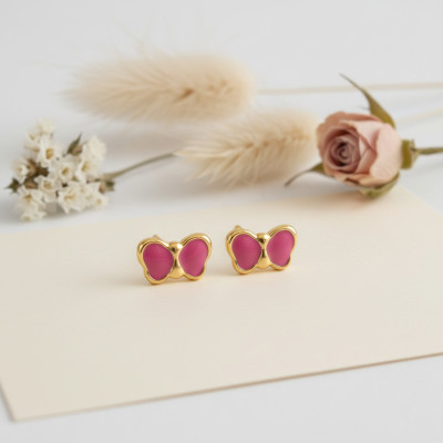 Boucles d'oreilles Papillons, Plaqué Or Jaune - Bambins