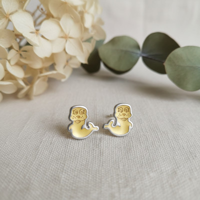 Boucles d'oreilles Phoques, 2 Ors 375, 6x7mm - Bambins
