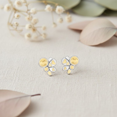 Boucles d'oreilles Libellules, 2 Ors 375, 6x5mm - Bambins