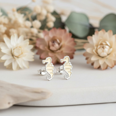 Boucles d'oreilles Hippocampes, 2 Ors 375, 4x9mm - Bambins