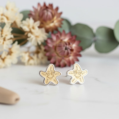 Boucles d'oreilles Etoile de mer, 2 Ors 375, 7x7mm - Bambins