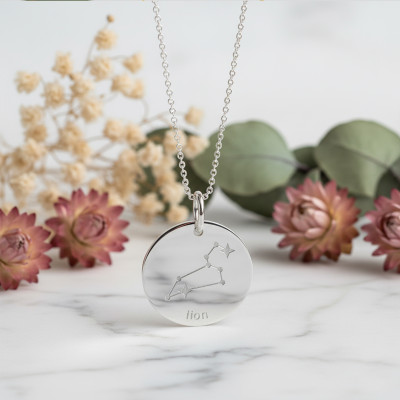 Pendentif Constellation Lion, Argent, 17mm - Emanessence
