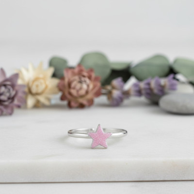 Bague Enfant Etoile pailletée, Argent 925 & Email, Ajustable - Bambins