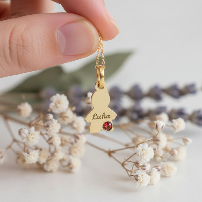 Pendentif Or jaune 375 Garçon Pierre de Naissance Swarovski - Bambins