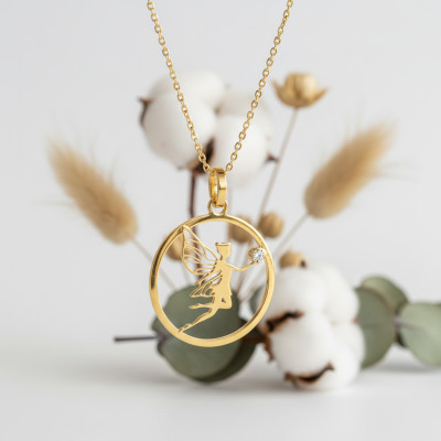 Pendentif fée ailée ajourée, Or jaune 750 - Rosatella