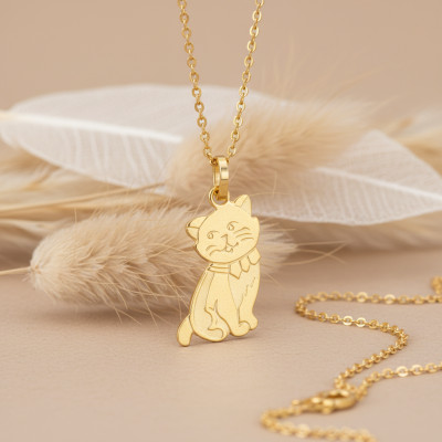 Pendentif enfant Chat, Or jaune 750 - Emanessence