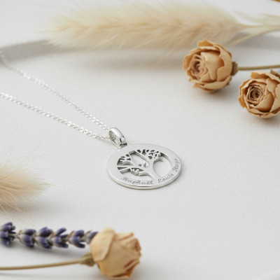 Pendentif Arbre de vie personnalisée, Argent, 21mm - Lumiosa