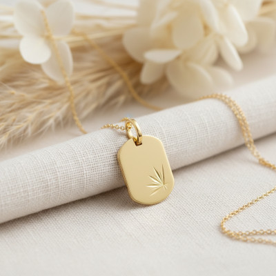 Pendentif gravable lapidé, Or jaune - Emanessence