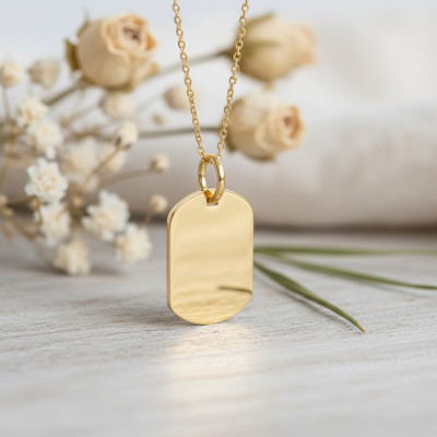 Pendentif plaque tonneau personnalisable, Or jaune - Emanessence
