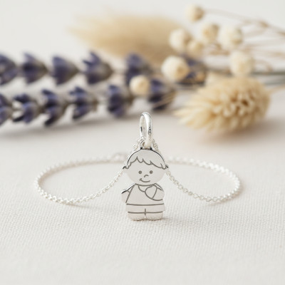 Pendentif petit garçon, Or blanc 750 - Argyor