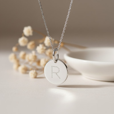 Pendentif Initiale R, Argent - Emanessence