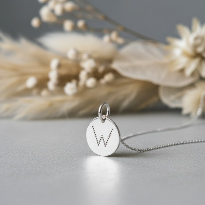 Pendentif Initiale W, Argent - Emanessence