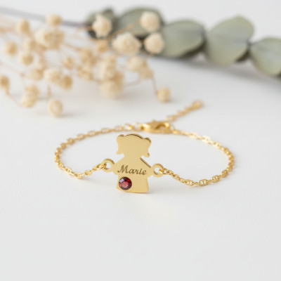Bracelet Or jaune 375, Fille Pierre de Naissance Swarovski - Bambins