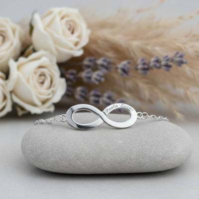 Bracelet Forçat marine infini gravable, Or blanc - Lumiosa