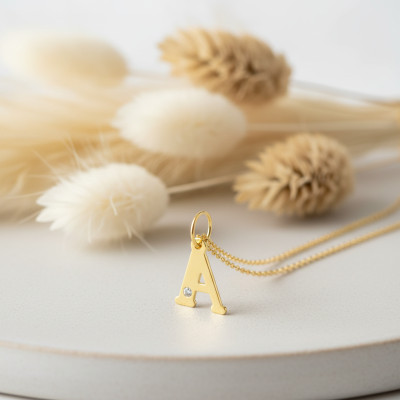 Pendentif lettre A, Or jaune 750 et diamant - Emanessence