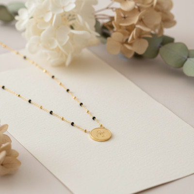 Collier Signe Astrologique Cancer, Argent 925 Doré & Email Blanc - Vandona
