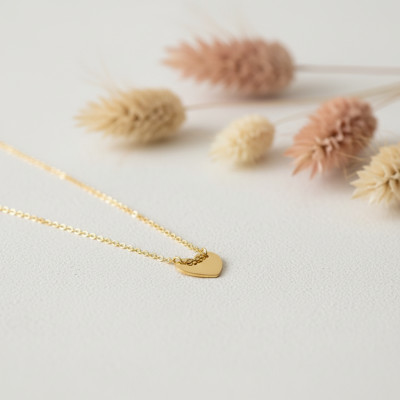 Collier Coeur, Plaqué Or Jaune, 42 cm - Emanessence