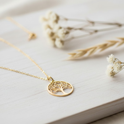 Collier Coeur Arbre de Vie, Or Jaune 375 - Emanessence