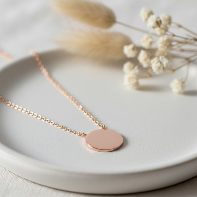 Collier Disque, Or Rose 375 , 41 à 43 cm - Emanessence