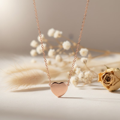 Collier Coeur, Or Rose 375, 41 à 43 cm - Emanessence