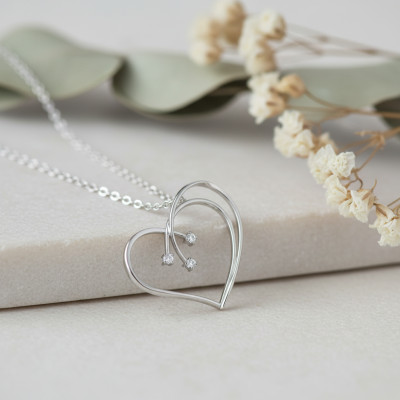 Collier Coeur Trilogie, Argent 925 & Oxyde, 43cm - Emanessence