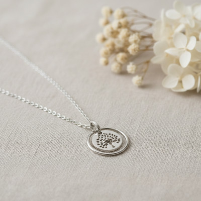 Collier Arbre de vie, Argent rhodié, 42cm - Emanessence
