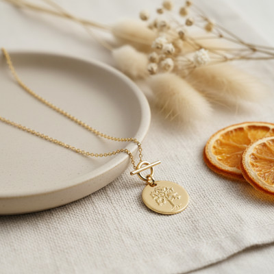Collier Arbre de vie, Plaqué Or 750, 45cm - Emanessence