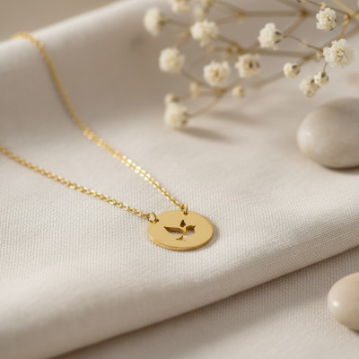 Collier Médaille Hirondelle, Or Jaune, 40cm - Emanessence